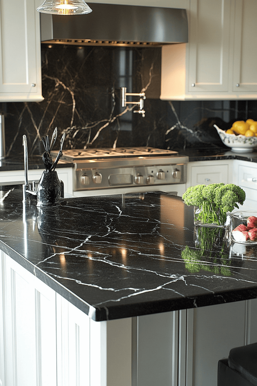 black marble countertops