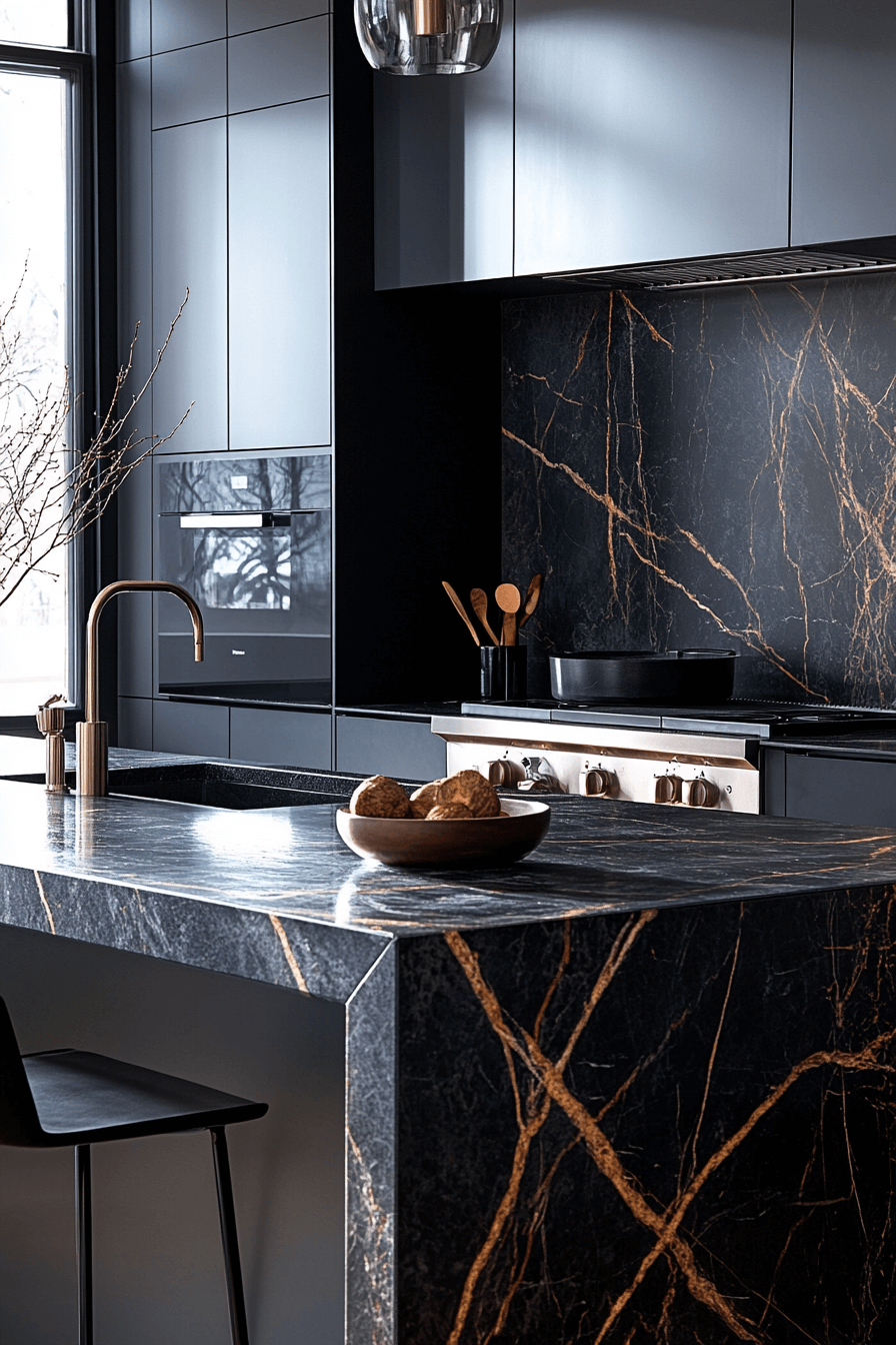 black marble countertops