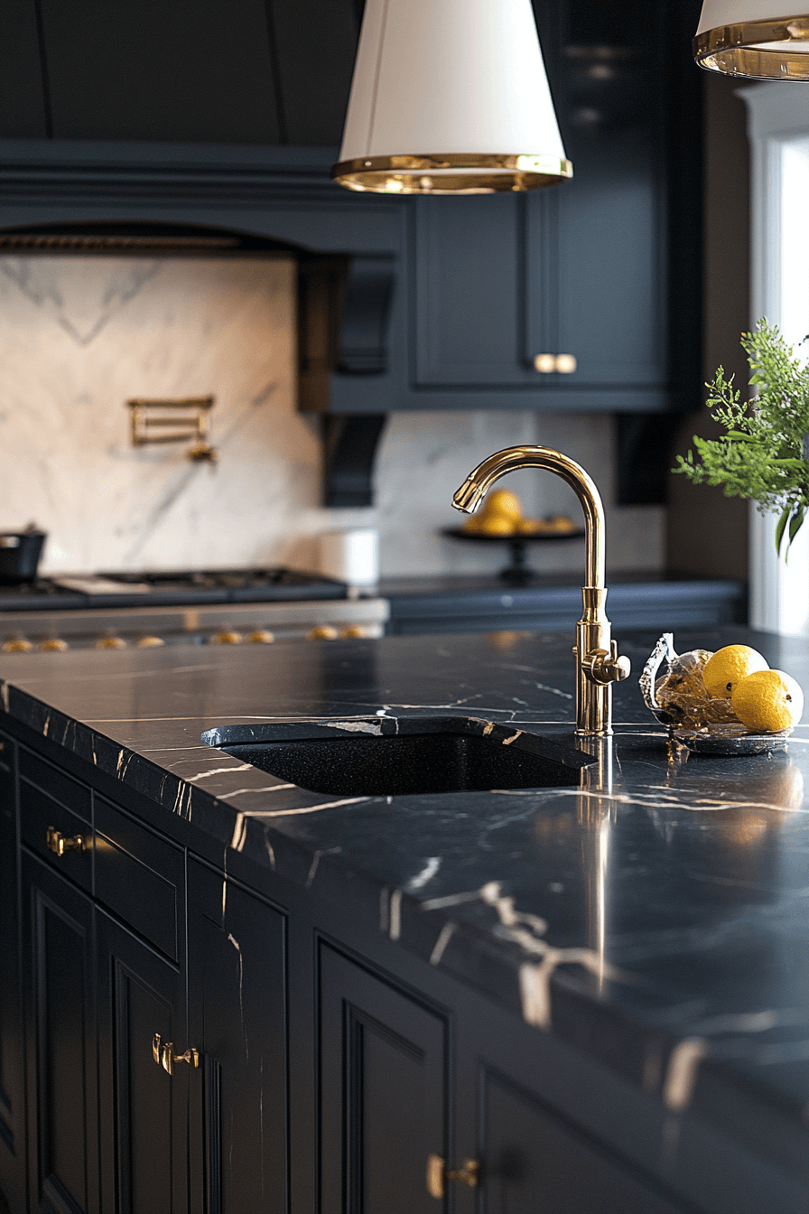black marble countertops