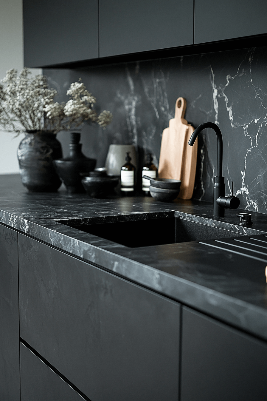 black marble countertops