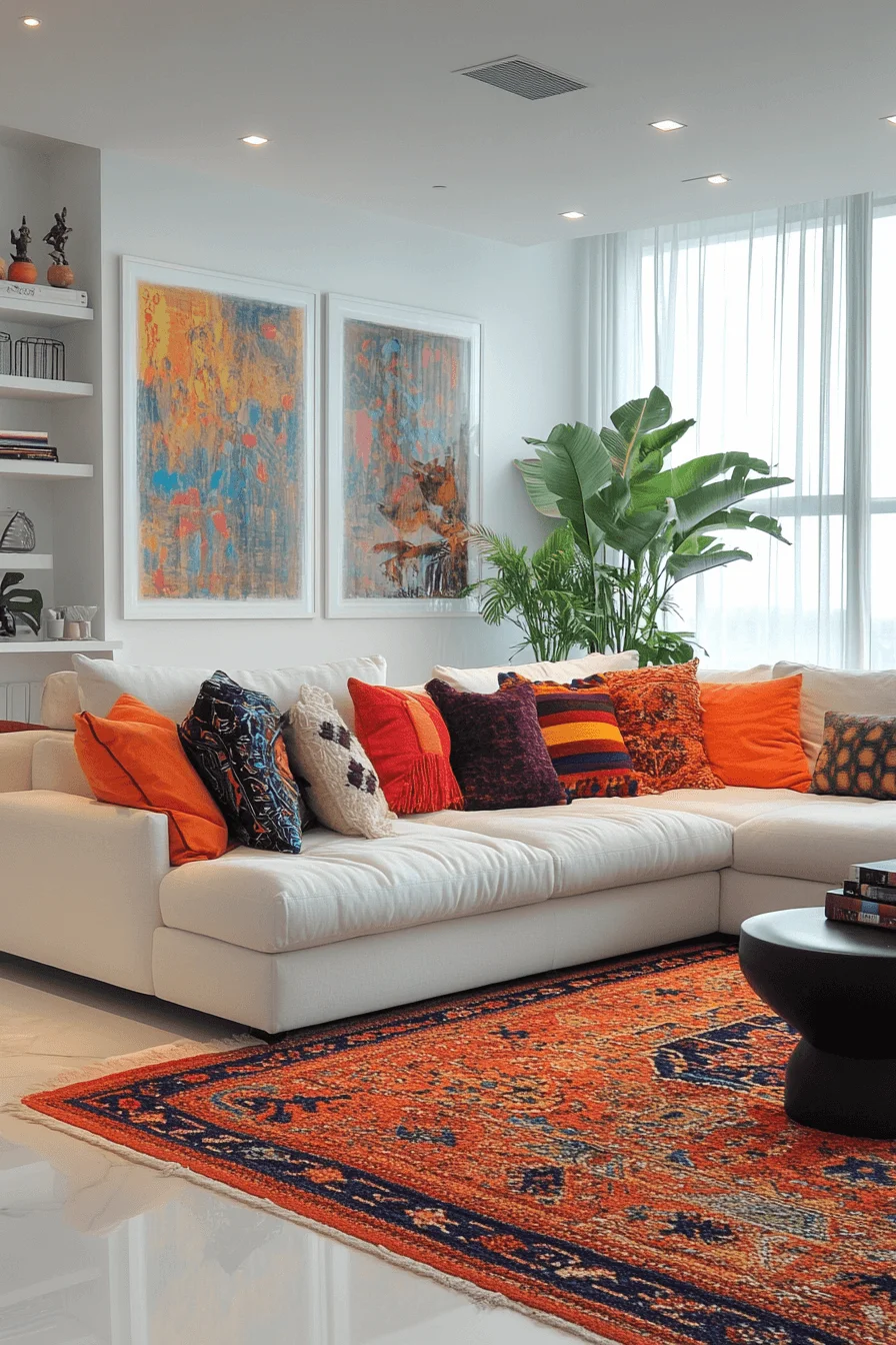 white couch living room