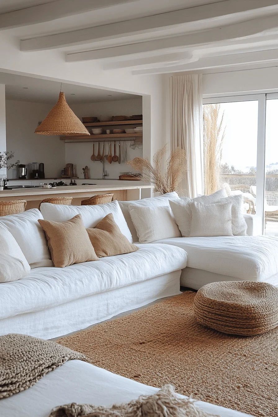 white couch living room