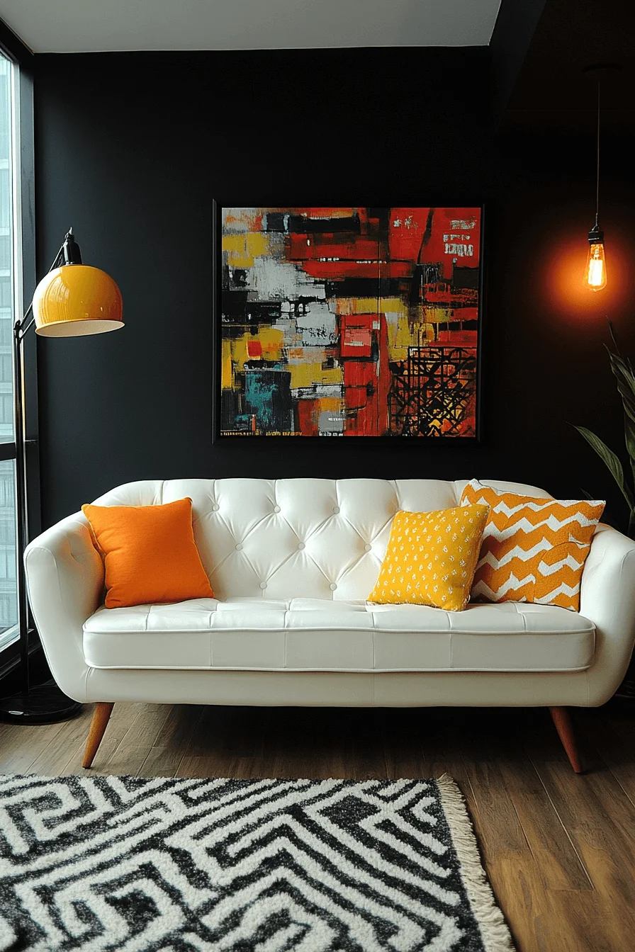 white couch living room