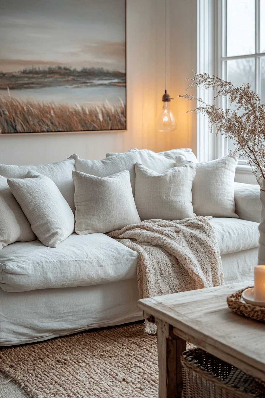white couch living room