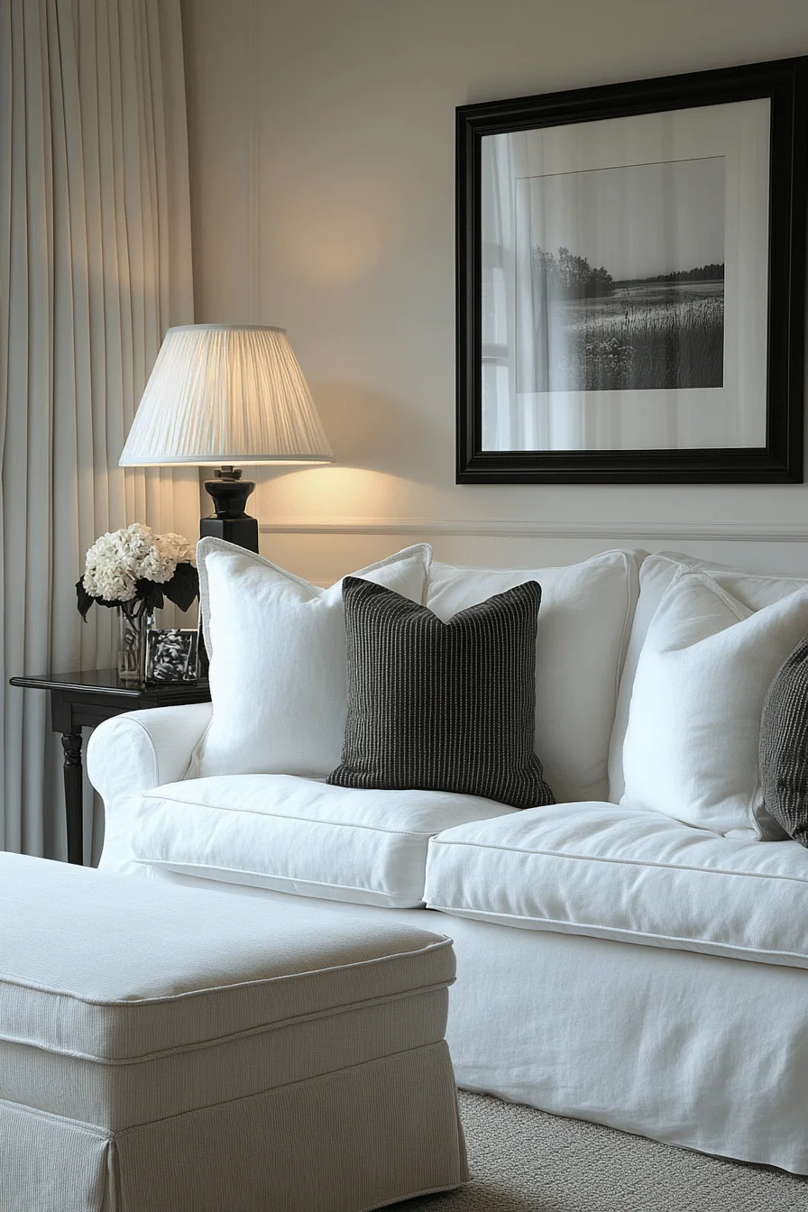 white couch living room