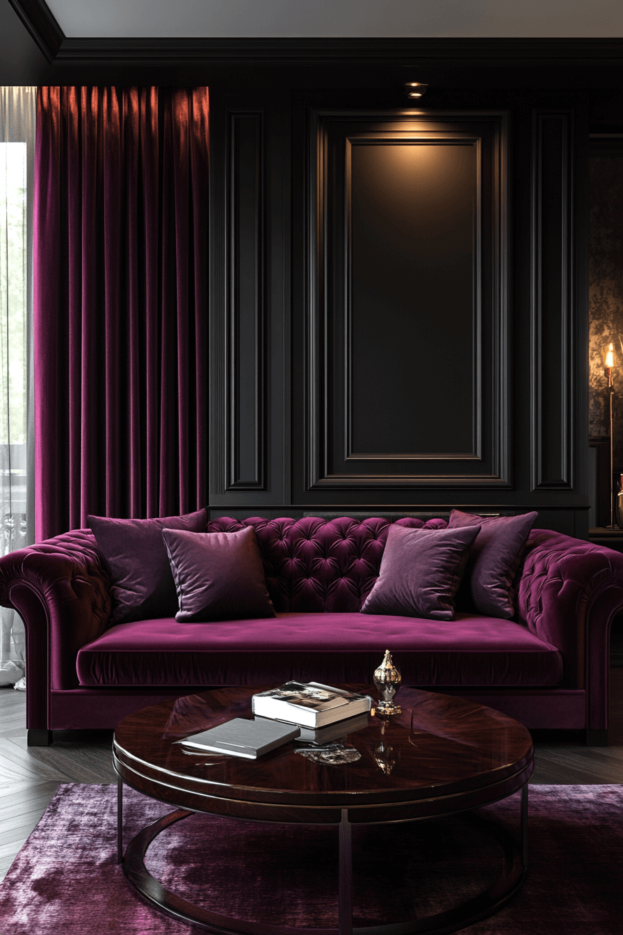 burgundy couch living room