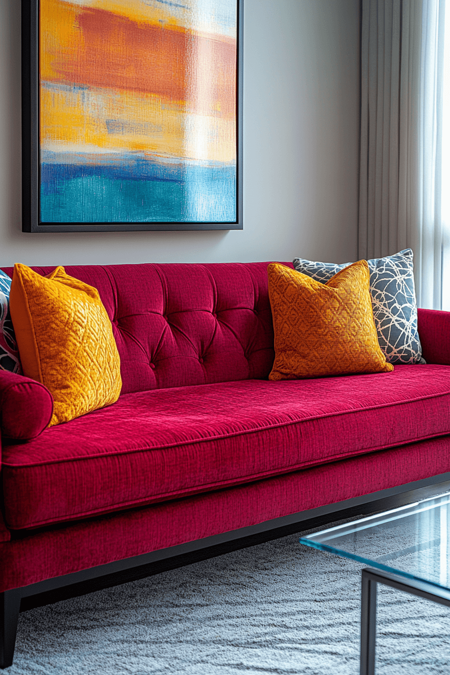 burgundy couch living room
