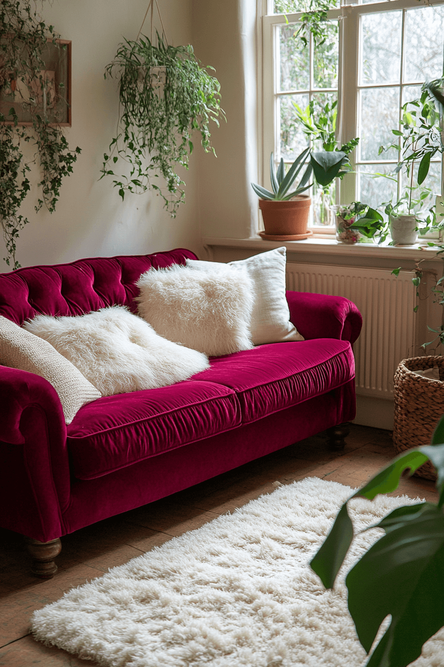 burgundy couch living room