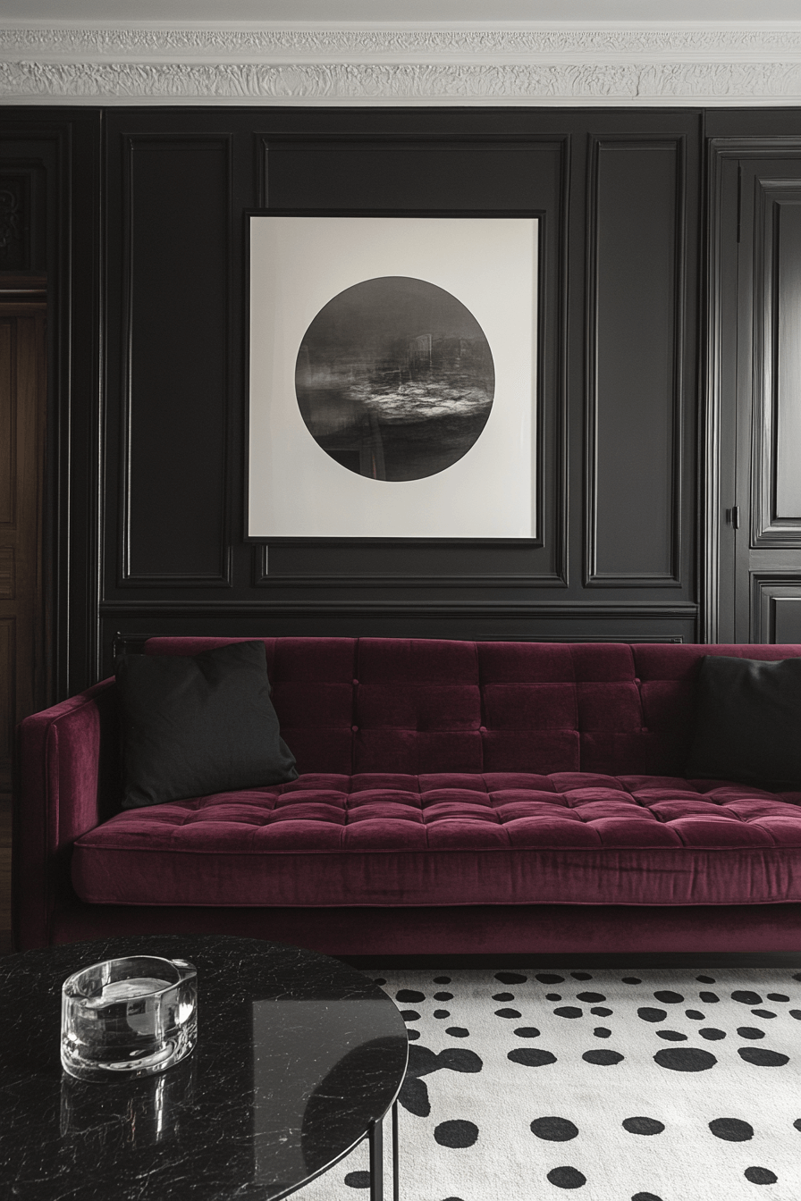 burgundy couch living room
