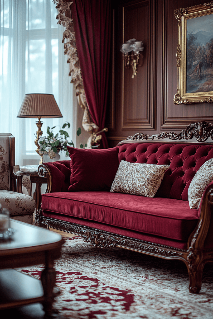 burgundy couch living room