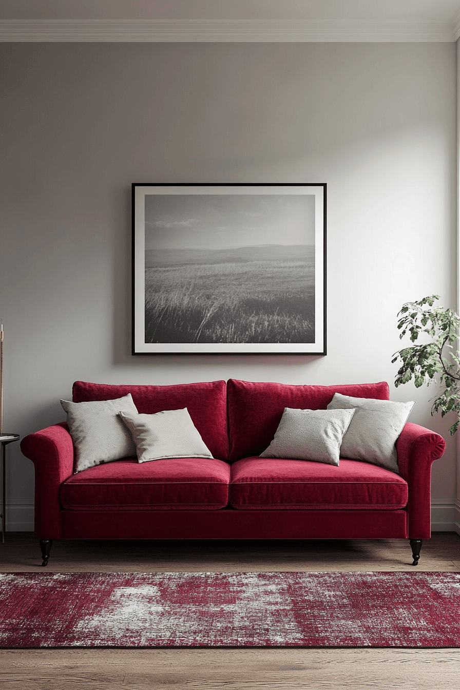 burgundy couch living room
