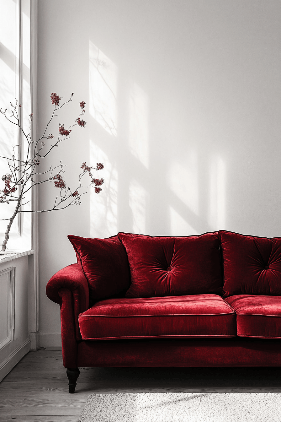 burgundy couch living room