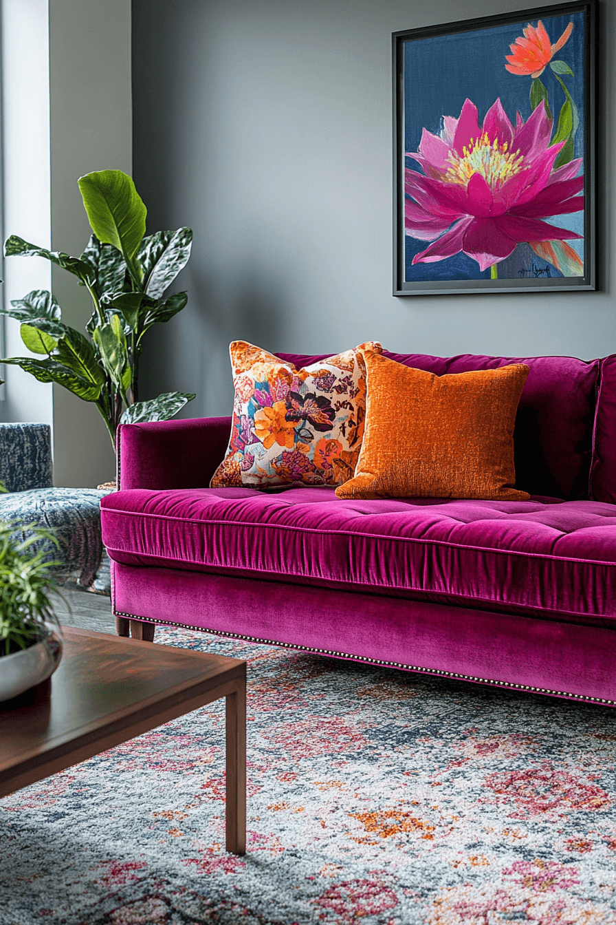 burgundy couch living room