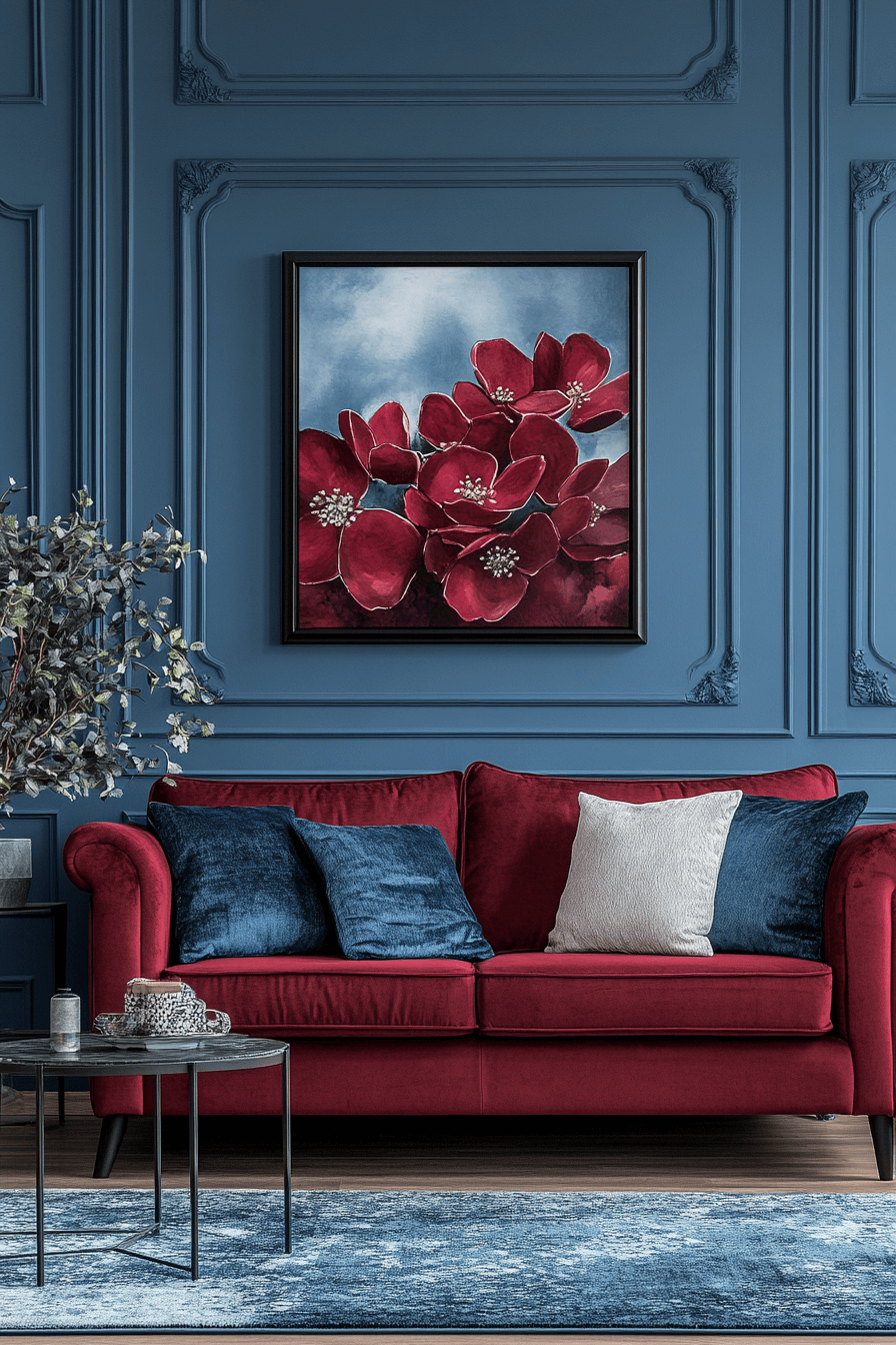 burgundy couch living room