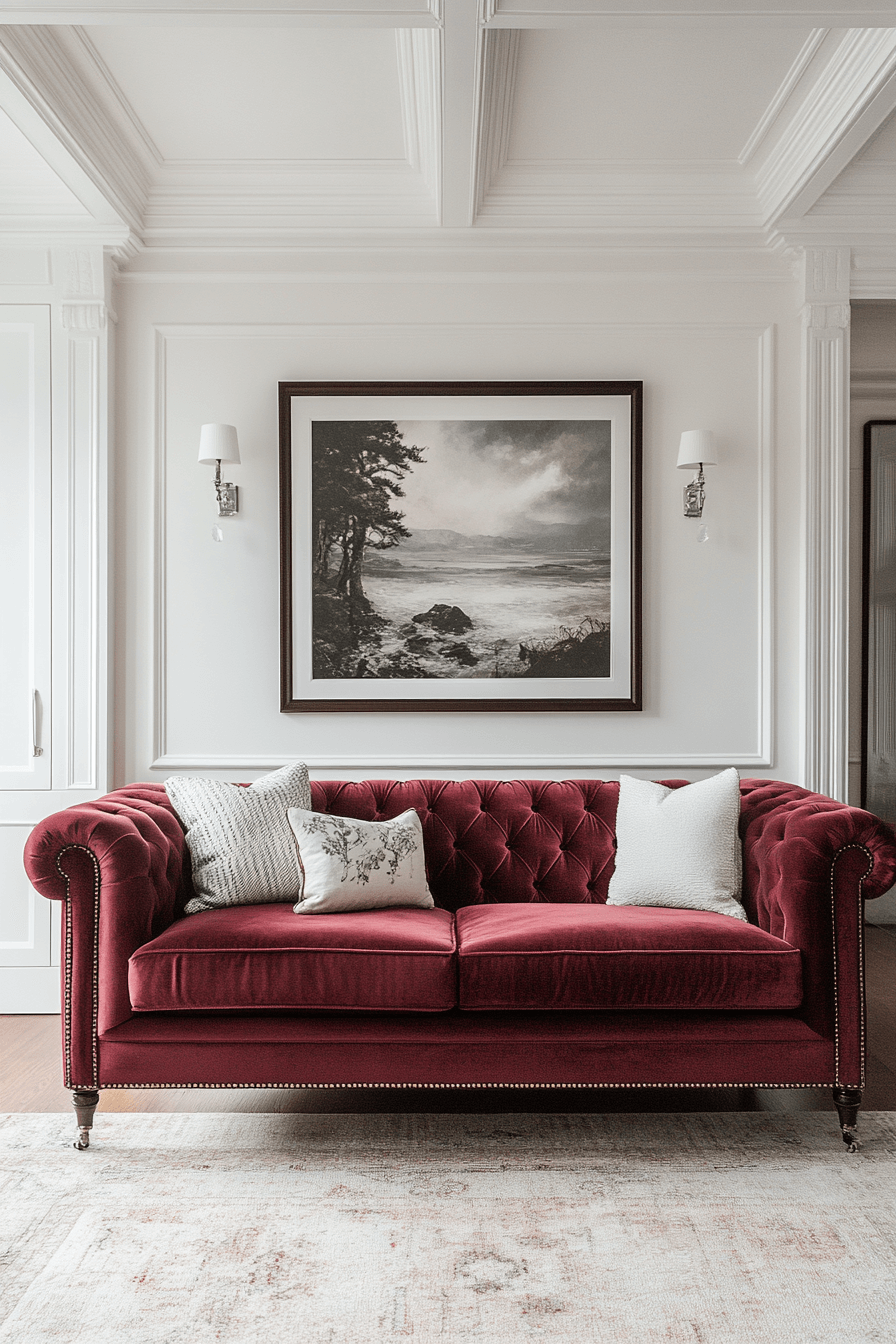 burgundy couch living room