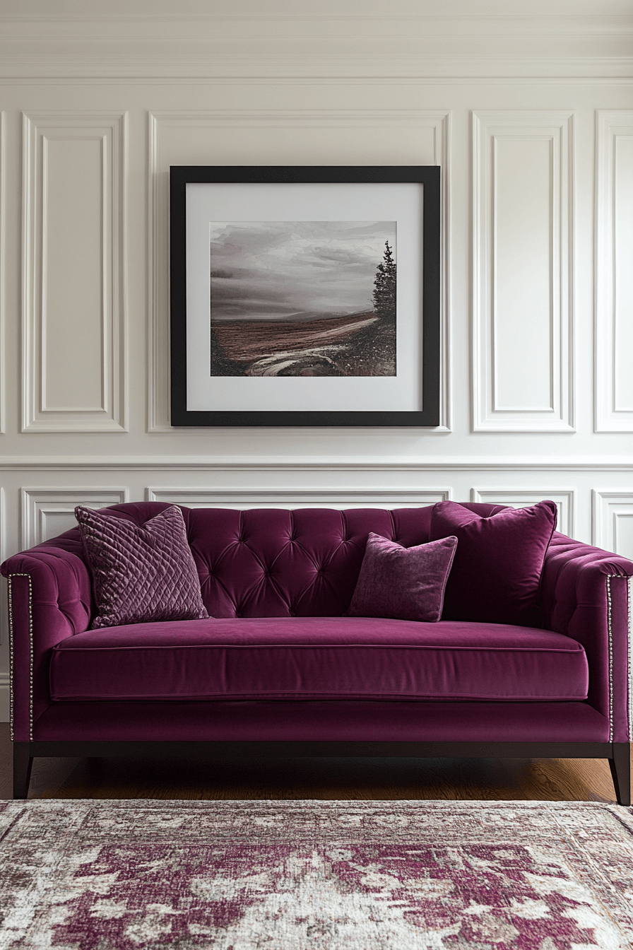 burgundy couch living room