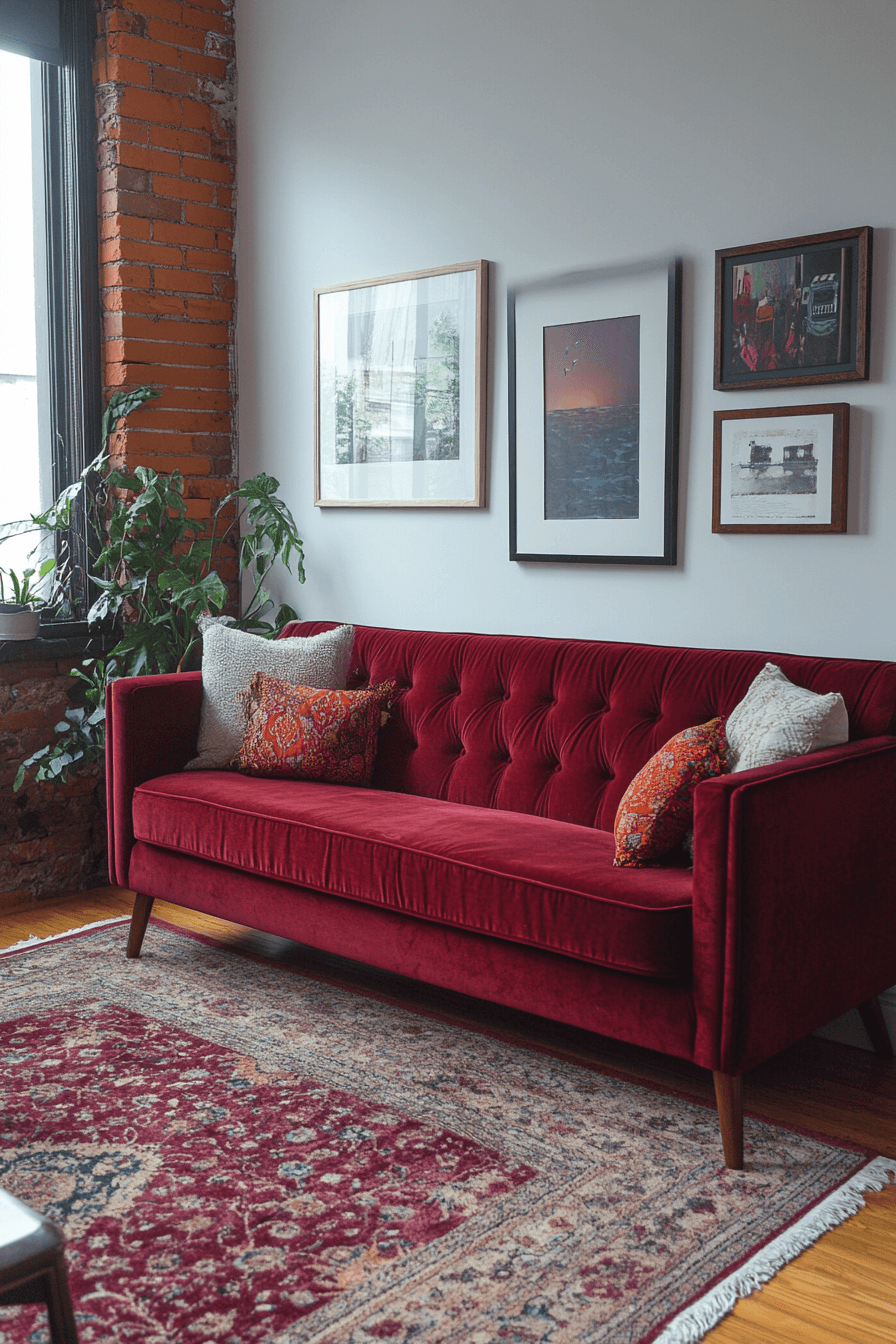 burgundy couch living room