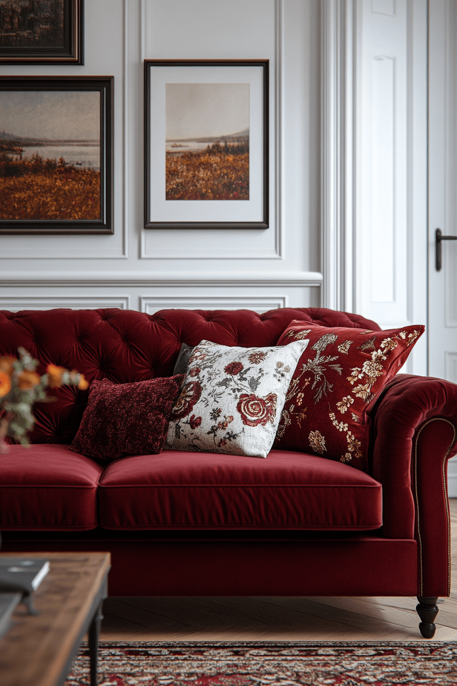 burgundy couch living room