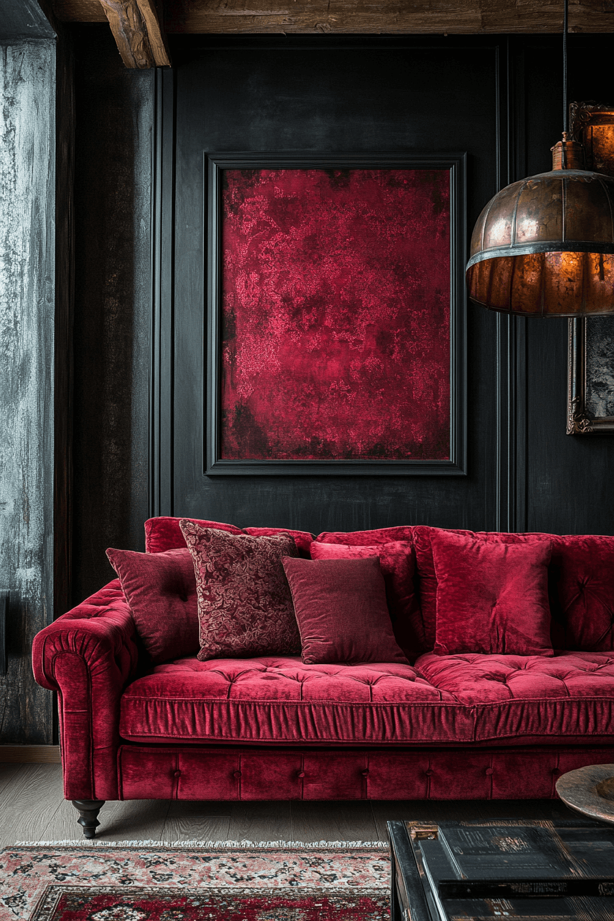 burgundy couch living room