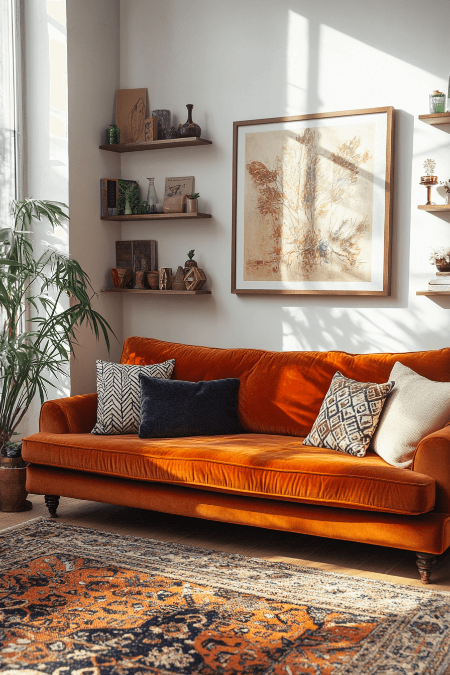 rust couch living room ideas