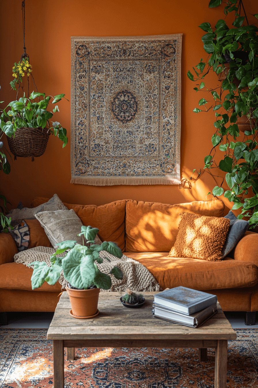 rust couch living room ideas