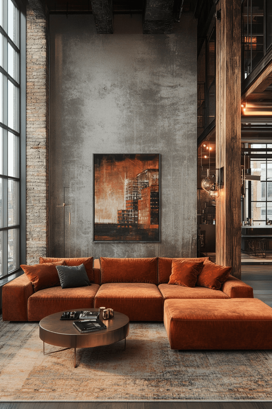 rust couch living room ideas