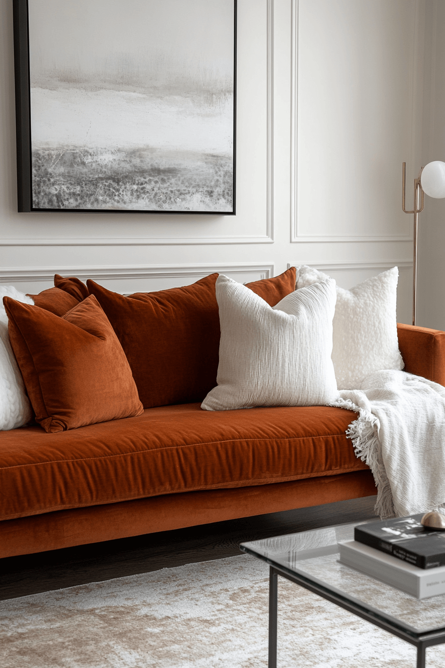 rust couch living room ideas