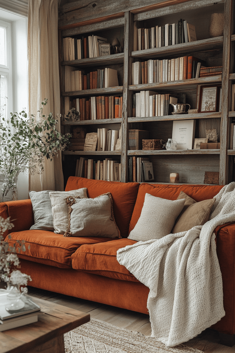 rust couch living room ideas