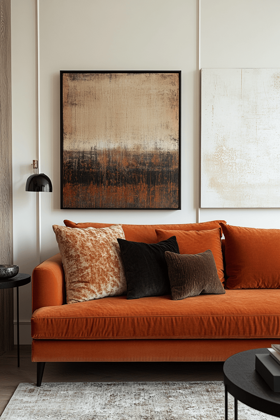 rust couch living room ideas