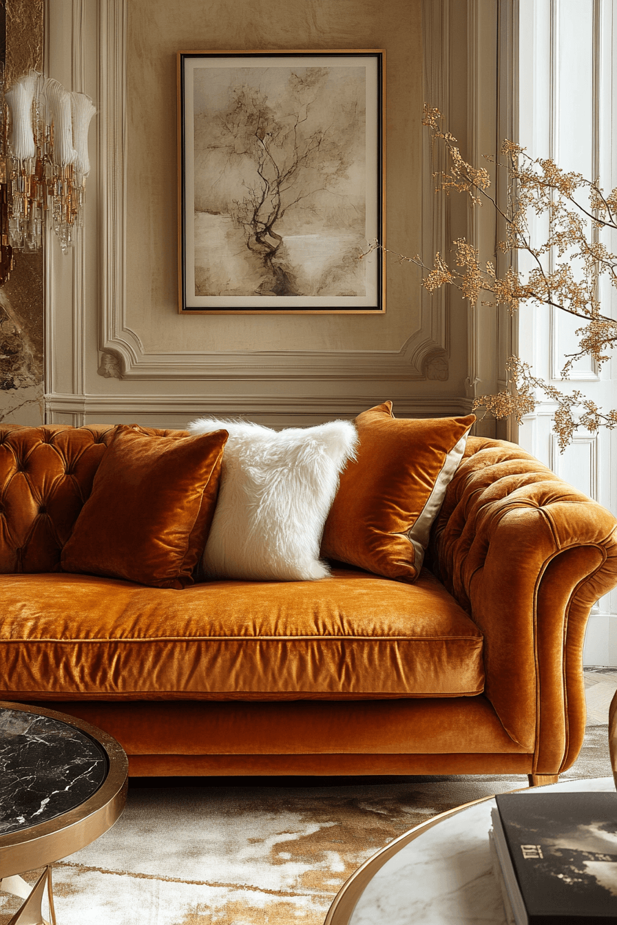 rust couch living room ideas