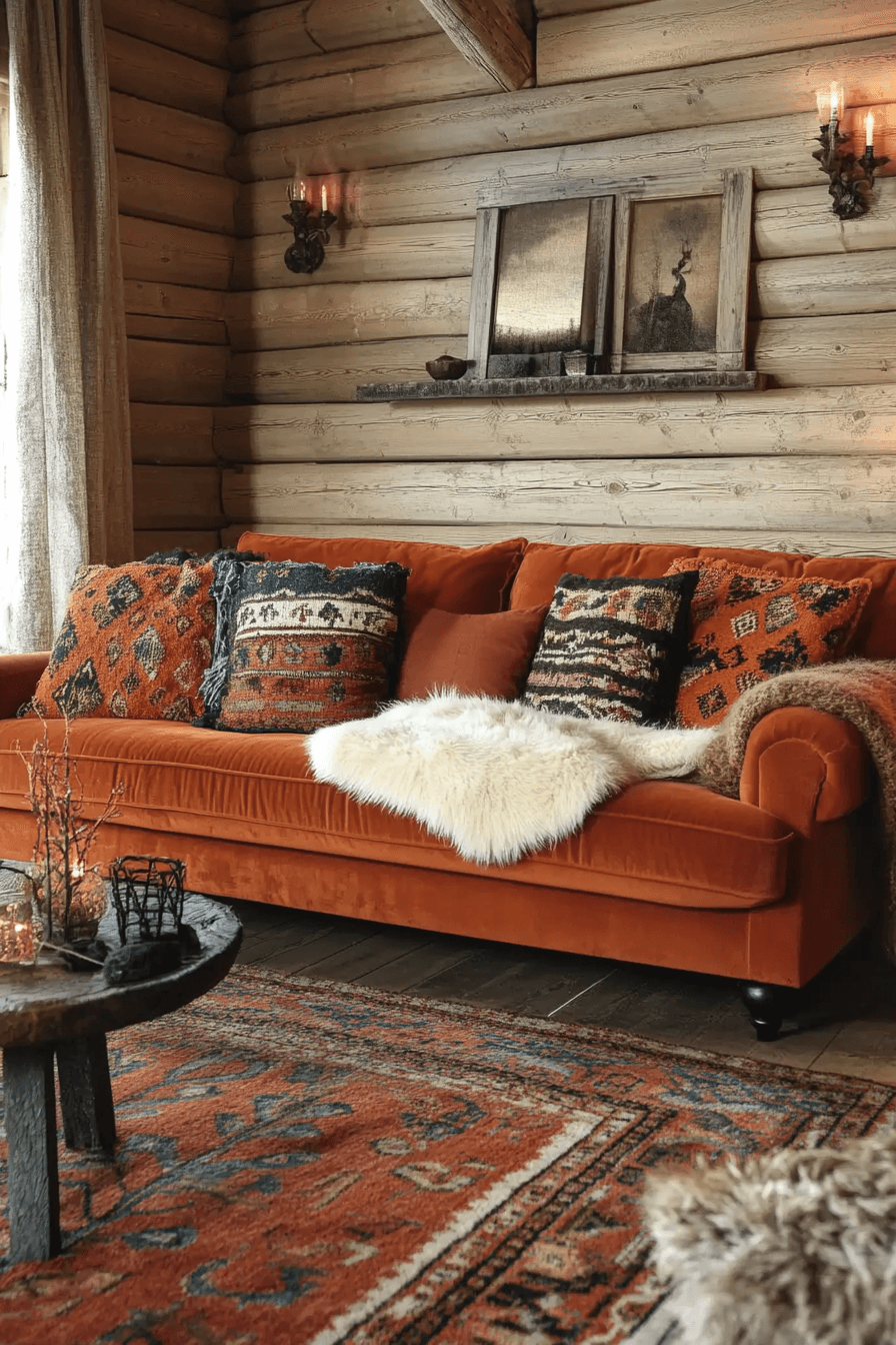rust couch living room ideas