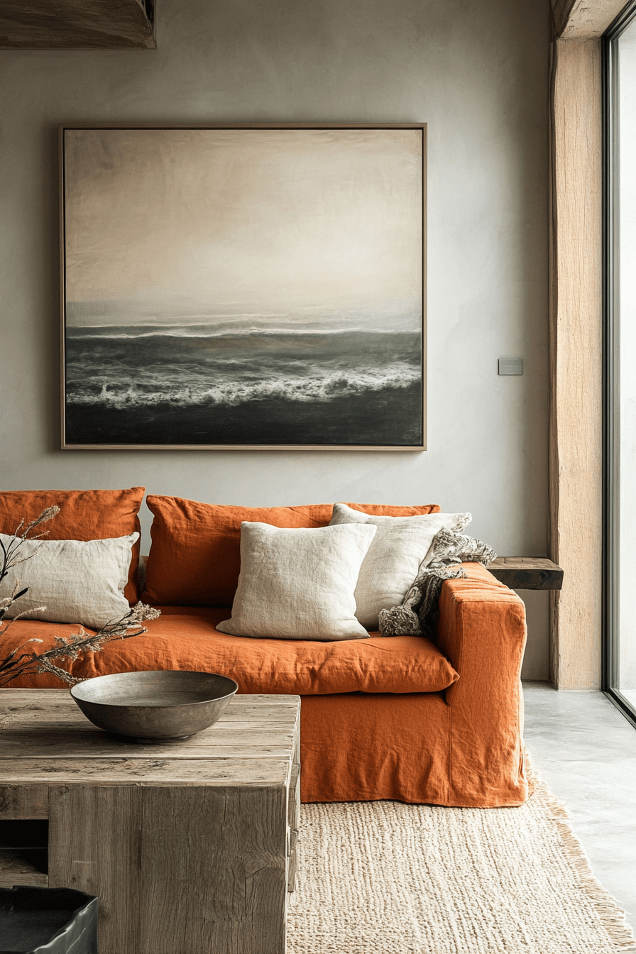rust couch living room ideas