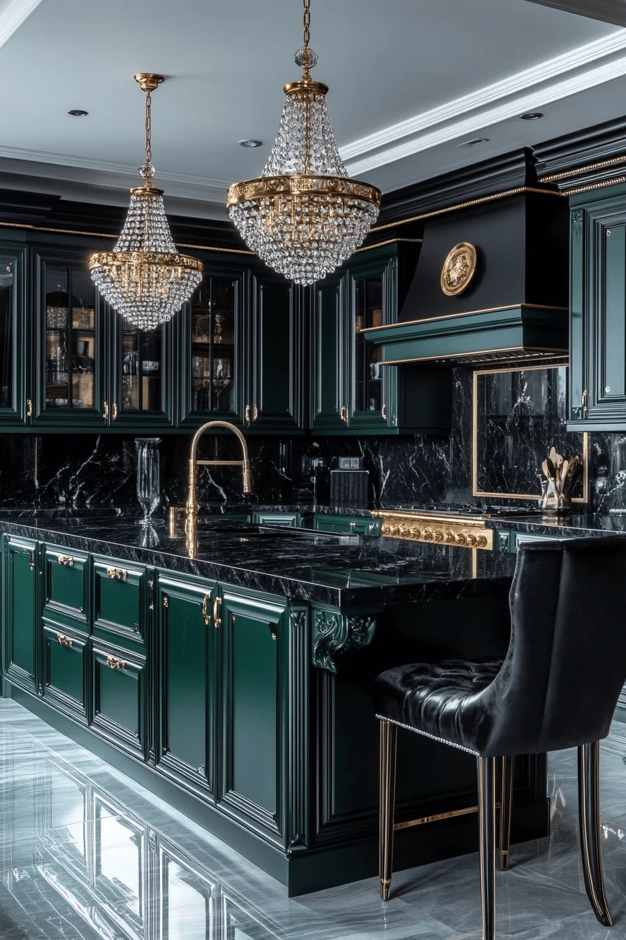 pewter green kitchen cabinets