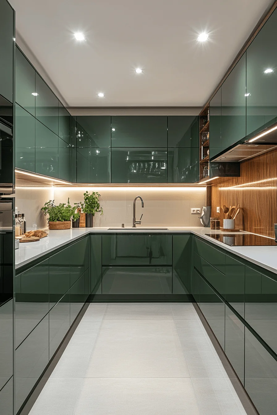 pewter green kitchen cabinets