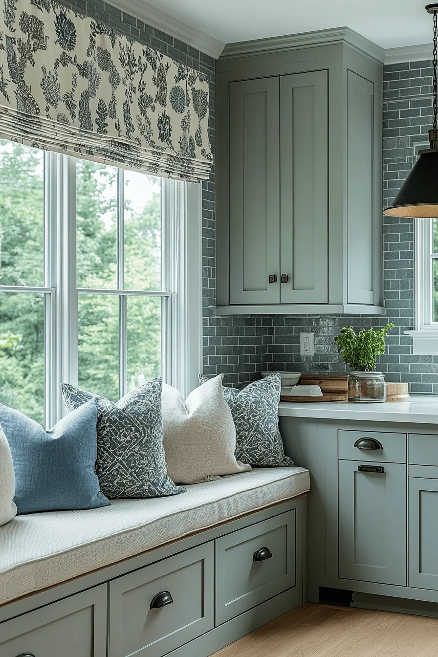 pewter green kitchen cabinets