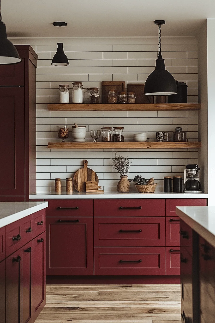 burgundy kitchen cabinets