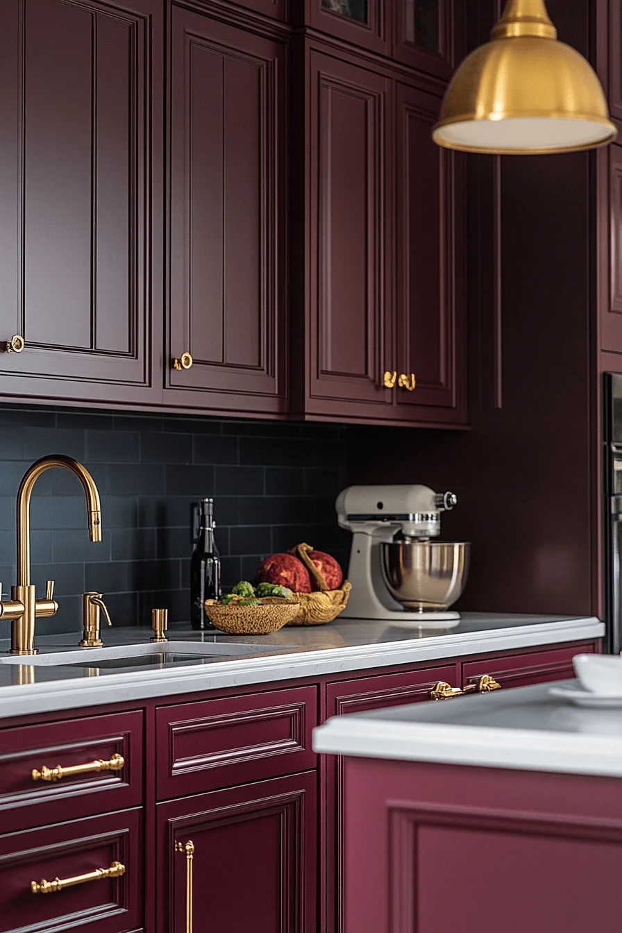 burgundy kitchen cabinets