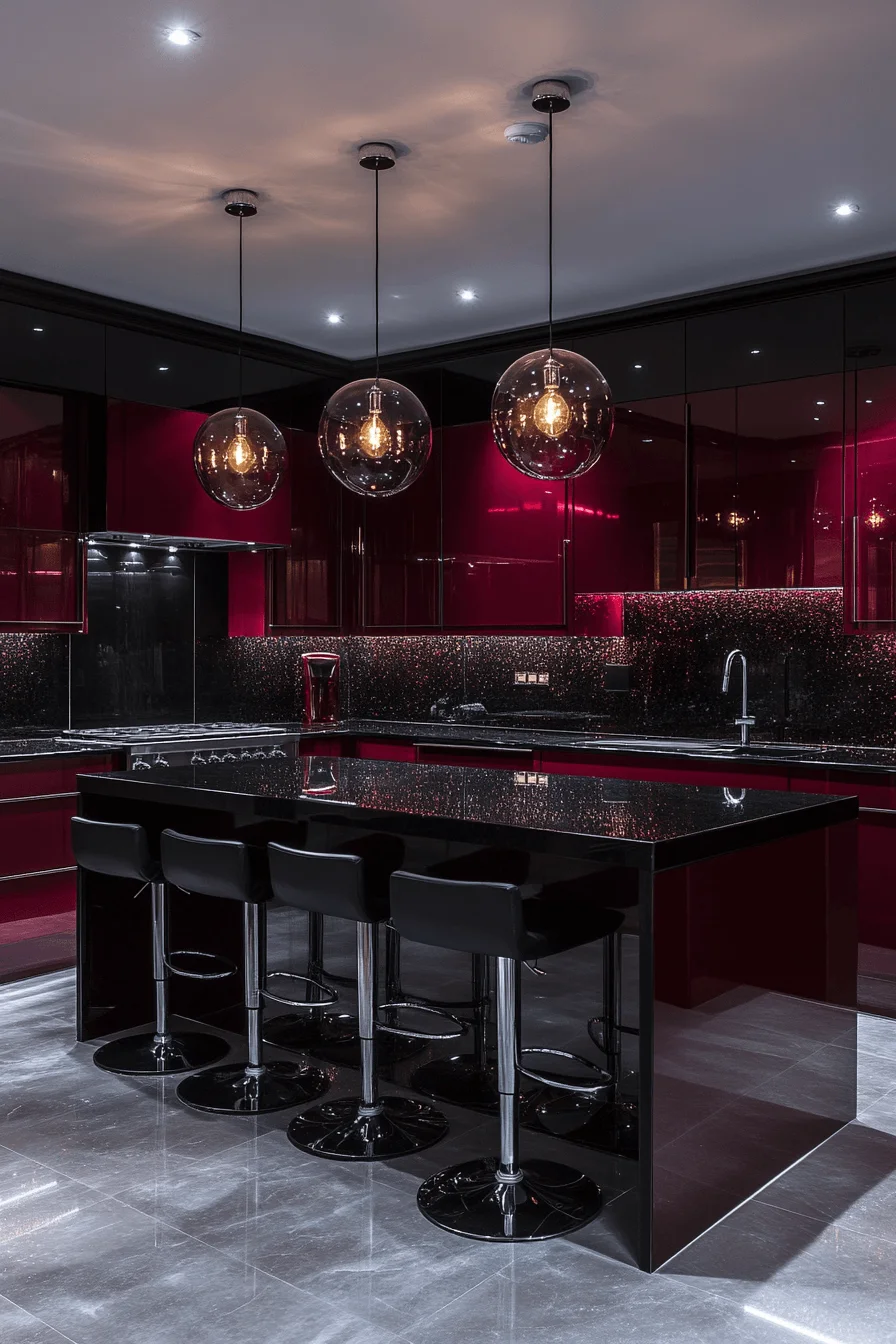 burgundy kitchen cabinets