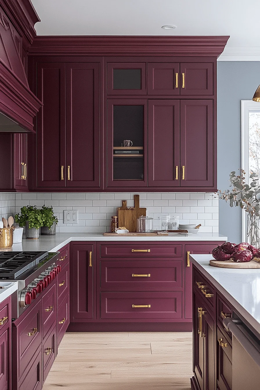 burgundy kitchen cabinets