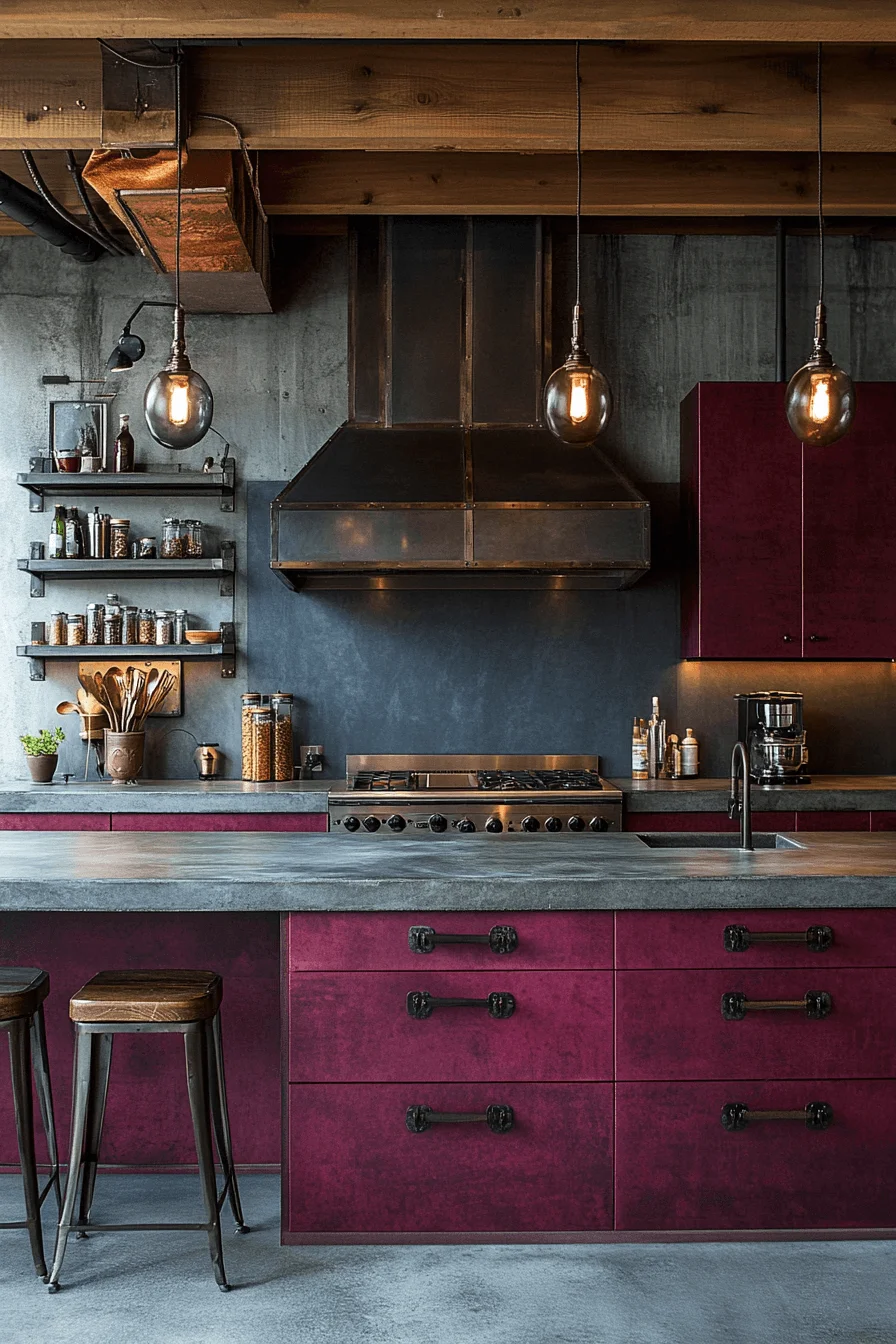burgundy kitchen cabinets