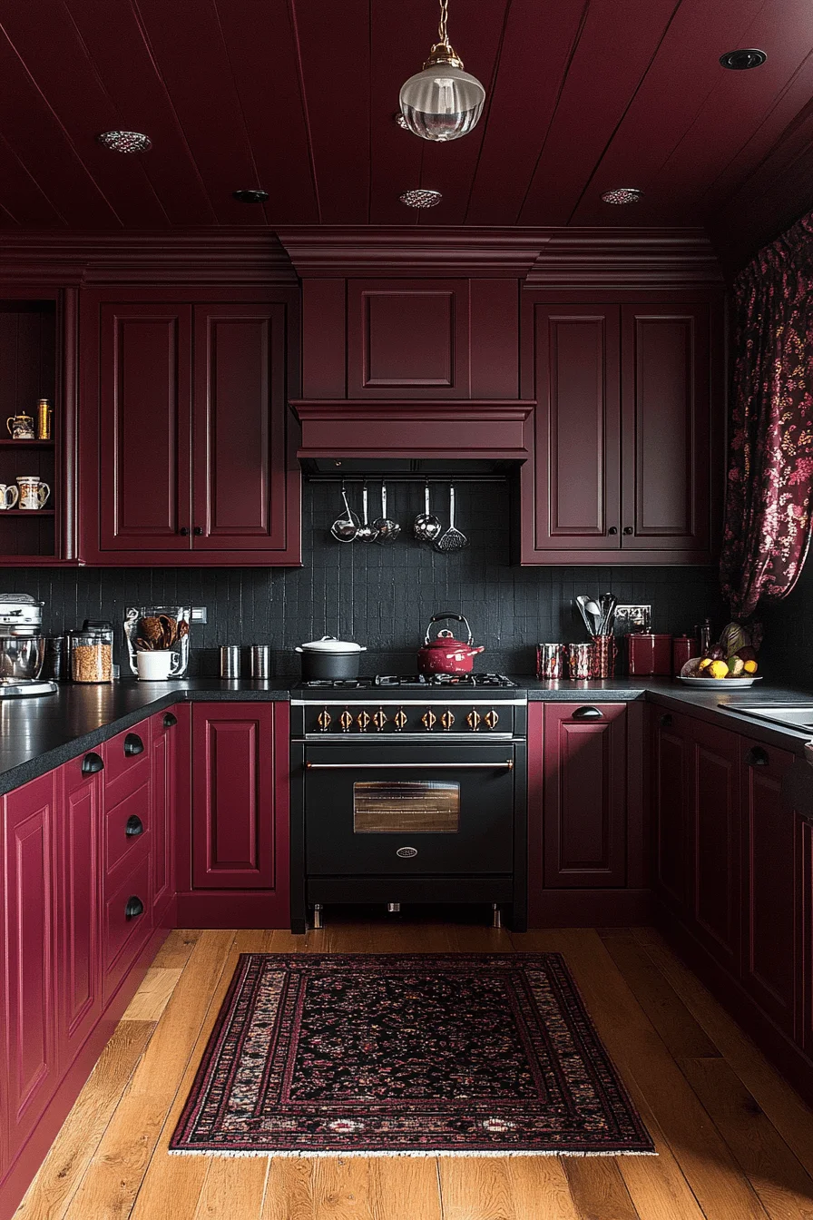 burgundy kitchen cabinets
