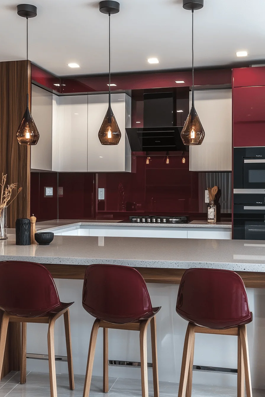 burgundy kitchen cabinets