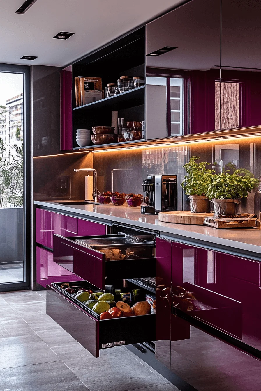 burgundy kitchen cabinets