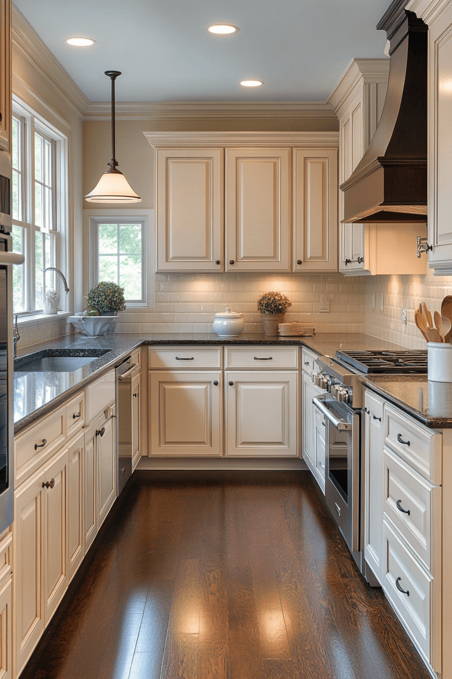 beige kitchen cabinets