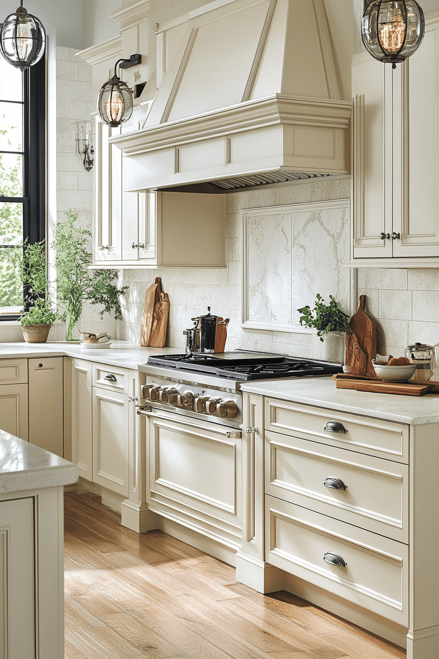 beige kitchen cabinets