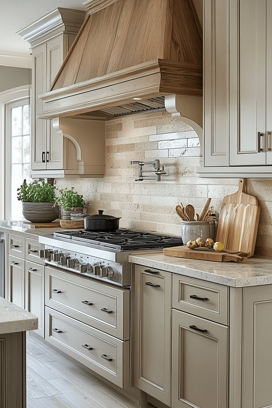 beige kitchen cabinets