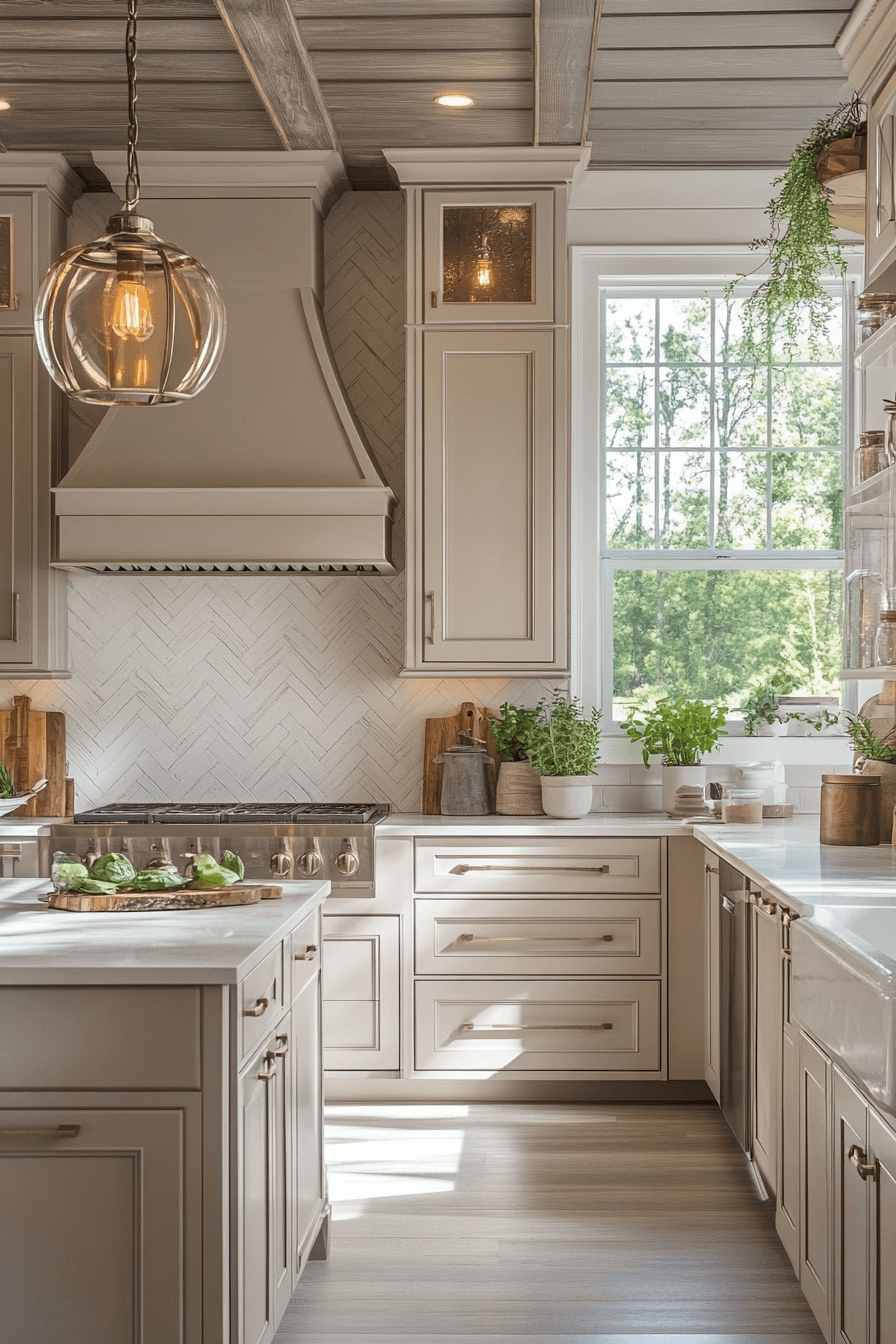 beige kitchen cabinets