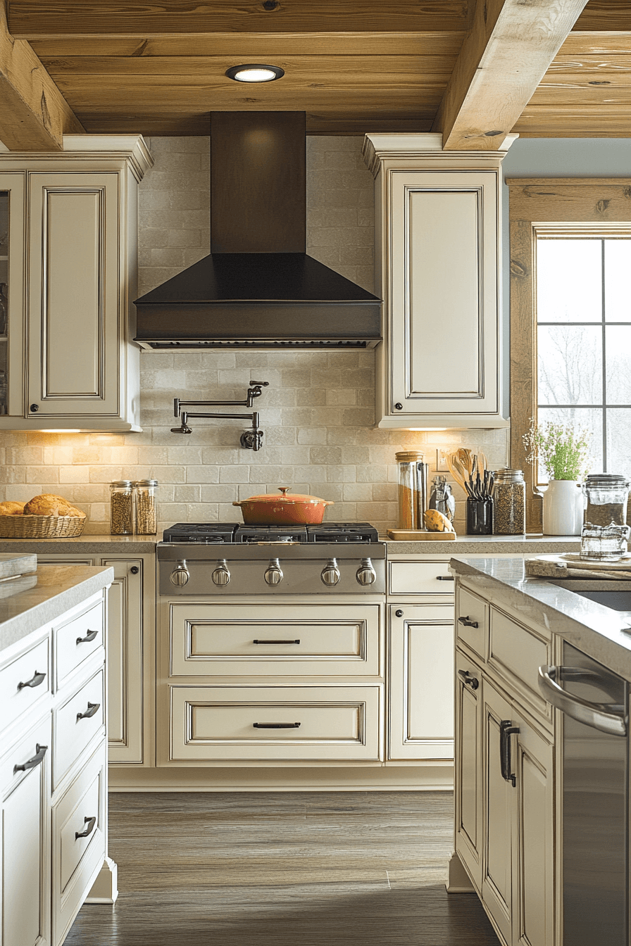 beige kitchen cabinets