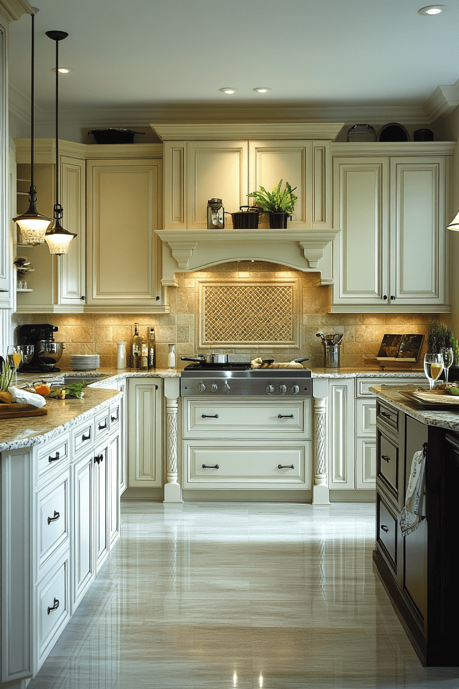 beige kitchen cabinets