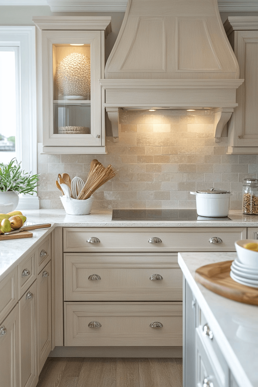 beige kitchen cabinets